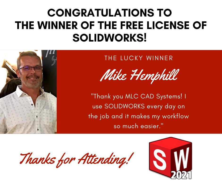 mlccadsystems's tweet photo. Congratulations to our lucky winner! Thank you to everyone who attended our events this year. We had a lot of fun doing them and hope you had fun too and learned something new. #mlctribe #solidworks2021 https://t.co/nDdW0CpulQ