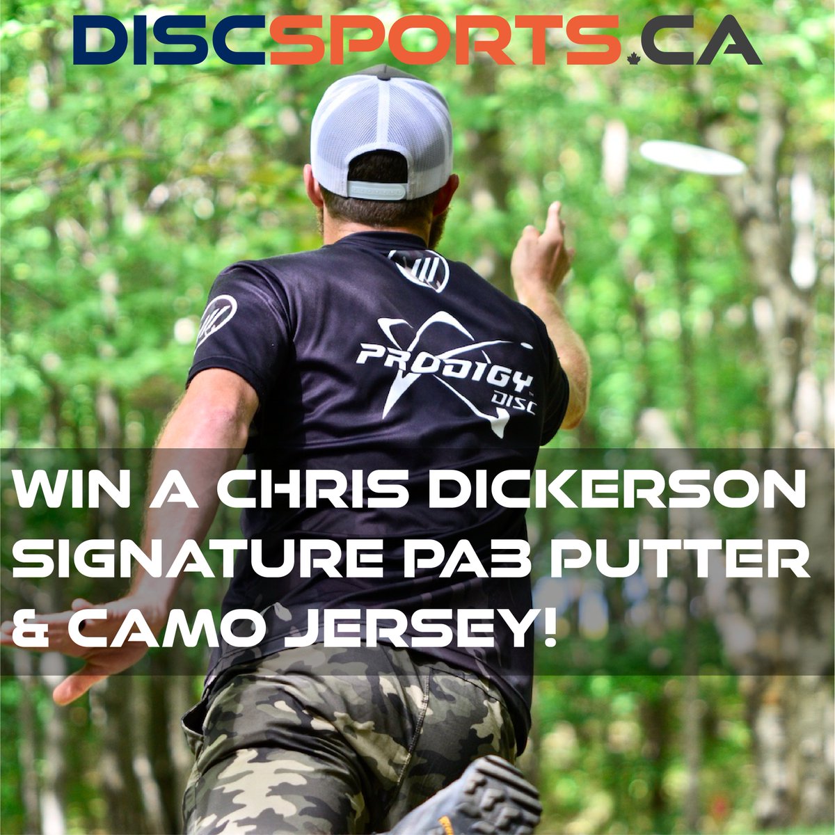 DiscSports_CA's tweet photo. Head over to https://t.co/8usqxlLViX for a chance to win a Chris Dickerson @ProdigyDisc putter and Camo Jersey from @viiapparelco! https://t.co/9cJKhS4MZB