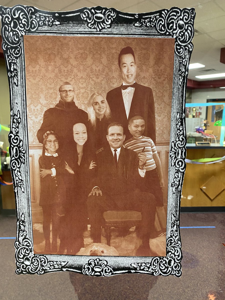 LaToyaEaster1's tweet photo. When staff photoshops you, own it! Modern Day Adam’s Family! LOVE MY EV ADMIN TEAM & STAFF! Have a safe, mask wearing, socially distanced— Happy Halloween and #Homecoming2020, Patriots! #ThisIsEV #AlwaysForTheKids https://t.co/HoG97ck2xS