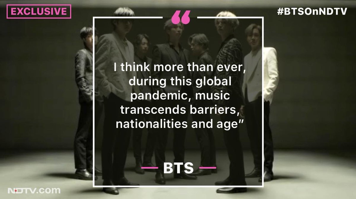 #BTSOnNDTV | Exclusive – “Encouraging to hear our music gave some energy through a difficult period”: @BTS_twt to @NDTV

#WatchBTSOnNDTV 
@bts_bighit @BTSW_official