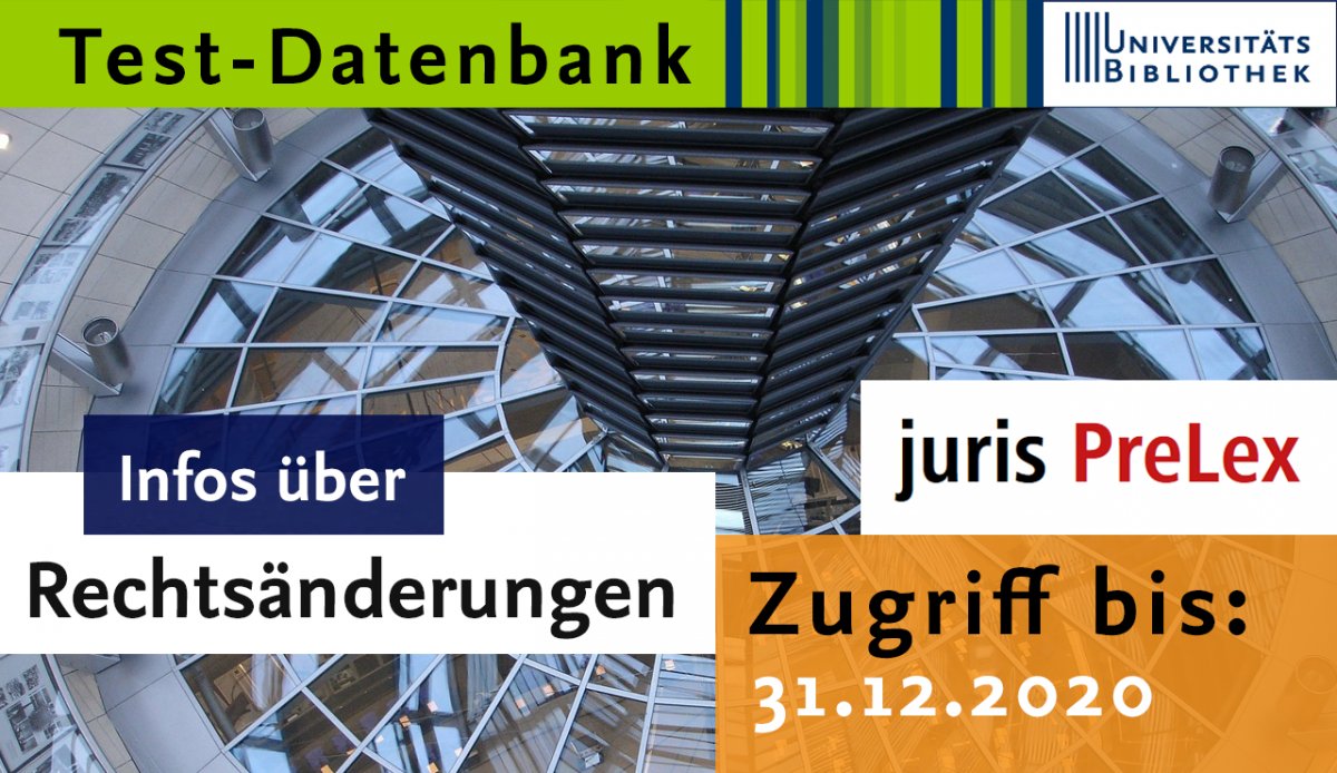 Biblio_FUBerlin's tweet photo. Neue #Datenbank @FU_Berlin - bis Ende 2020 ist in #Juris (@DasRechtsportal) das Modul #PreLex aktiviert = frühzeitig Informationen über sich abzeichnende Rechtsänderungen erhalten. Gegenwärtig finden sich dort fast 3000 Einträge ➡️ https://t.co/659HH54OYH https://t.co/JFfU9asHLj