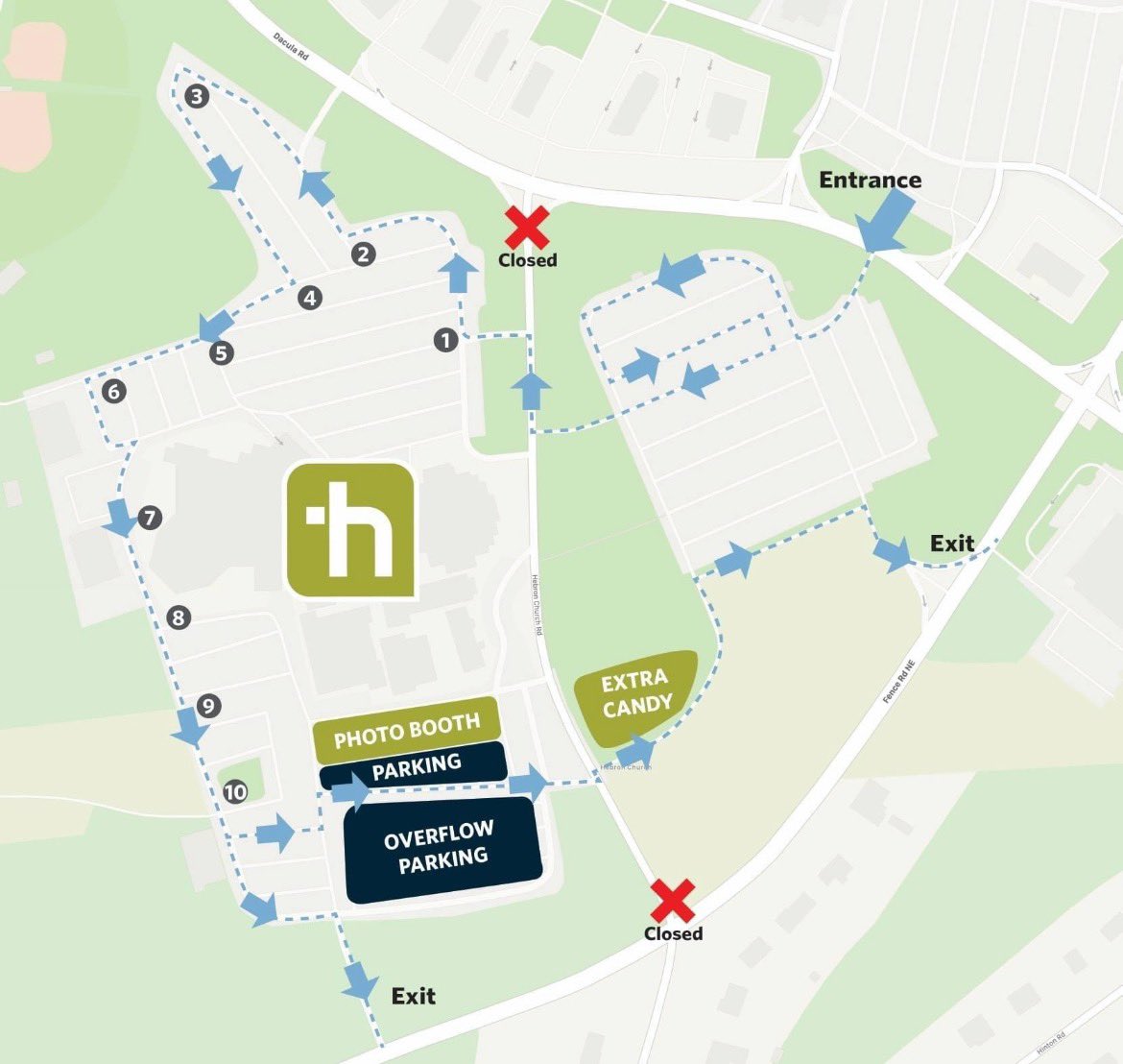 Here’s the route for our Drive-Thru Fall Festival tomorrow from 3-5pm <a href="/HebronChurch/">Hebron Church</a> There will be an opportunity at the end of the route for a family photo. Our experience will be as contactless as possible for parents who are concerned.