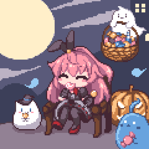 kinomikinobori's tweet photo. 🍭ハロウィン🎃
#アズールレーン　#ドット絵 https://t.co/vEo5Uovuel