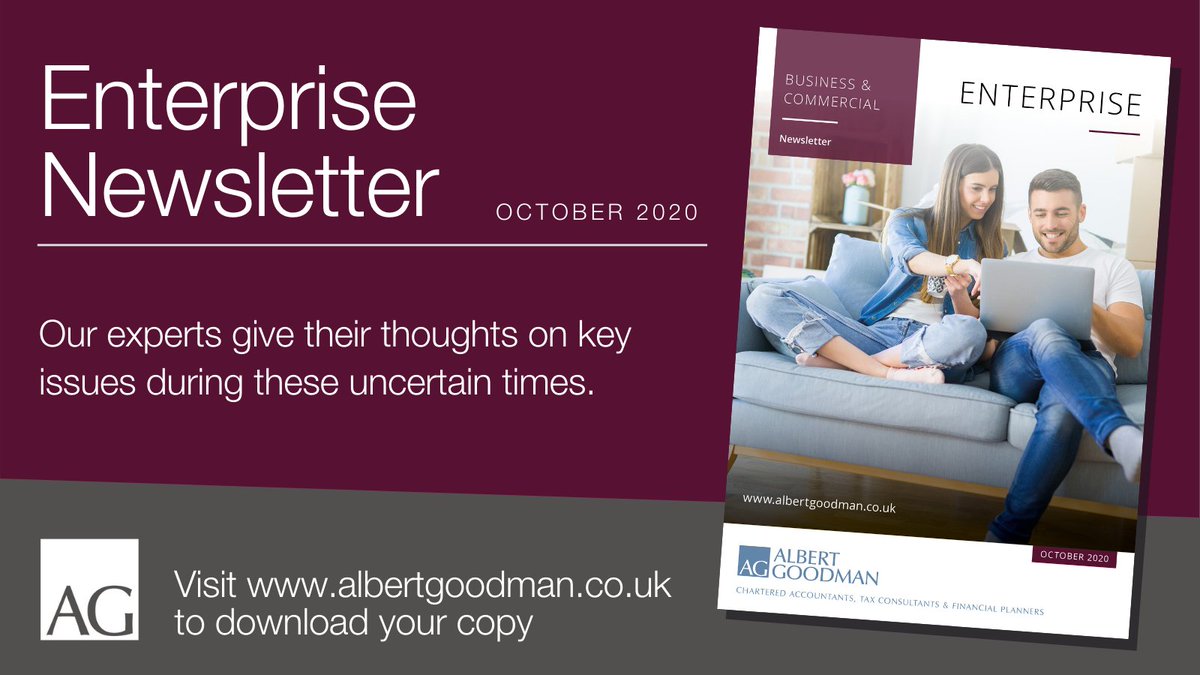 AG_LLP's tweet image. The latest edition of our Enterprise newsletter is here. 🤗@HMRCgovuk 10 year strategy, #JobSupportScheme, preparing your business for #Brexit and planning for changes in the Annual Investment Allowance are just some of the topics of discussion. 🗣👍🏼 &amp;gt; bit.ly/34EVfEw