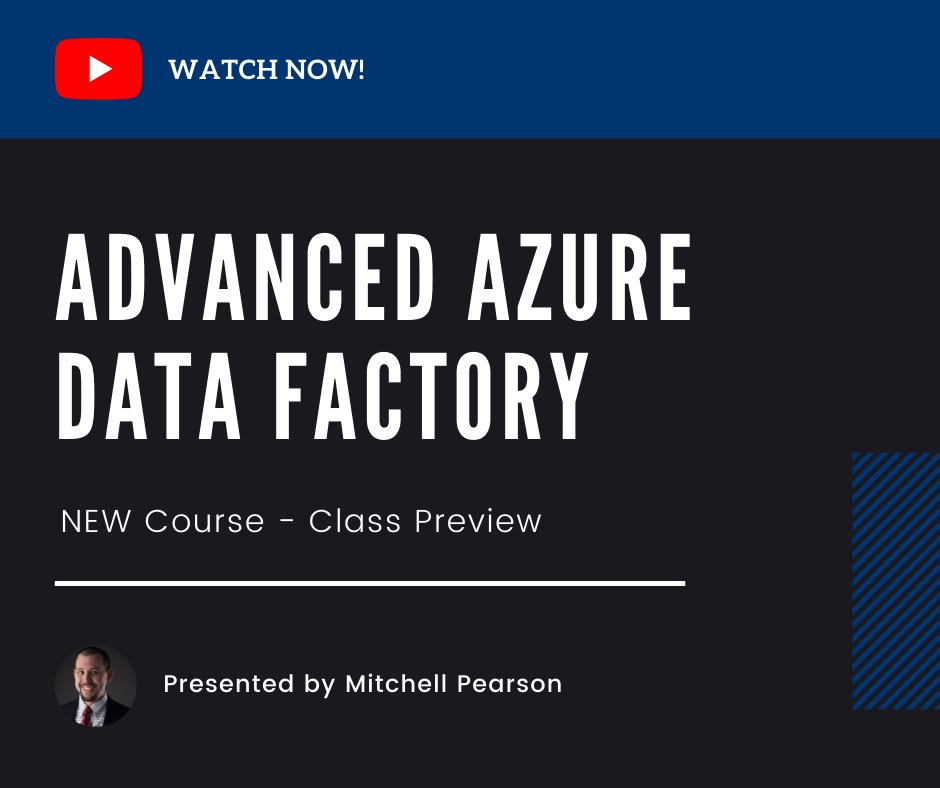 PragmaticWorks's tweet photo. In this video, you will see what to expect in our new Advanced Azure Data Factory course!
https://t.co/8XsmaepgB9
#PragmaticWorks #Training #FreeTrial #FreeLearning #Elearning #Microsoft #Azure #Cloud #CloudTechnologies #SQLServer #SQLManagedInstance https://t.co/RtdlsT1ljq