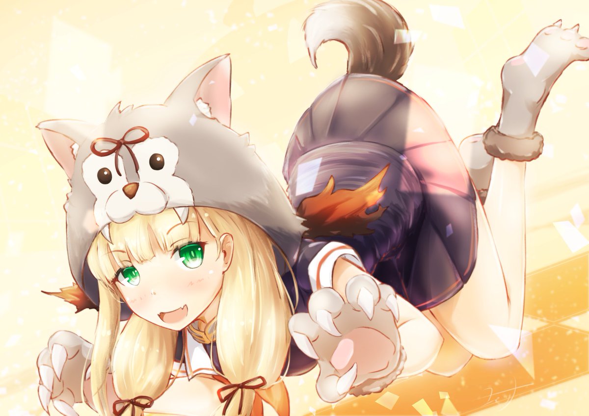 艦これ「『がるるっぽい!』
?Happy Halloween!?
#艦これ 
#夕立
#」|ヨミツナのイラスト