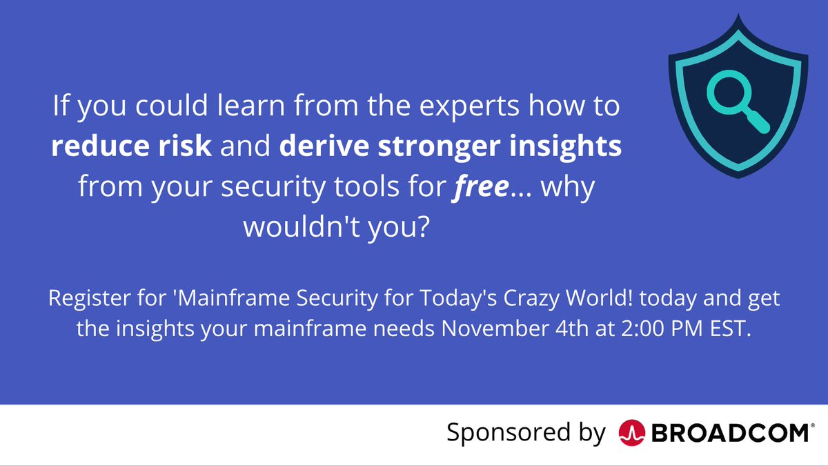 Today's world is full of chaos. But that doesn't mean you don't have control. Join <a href="/Broadcom/">Broadcom</a> for a #mainframesecurity #webinar -- Mainframe Security for Today's Crazy World! and learn how to stay in control of your #mainframe environment. bit.ly/34IurDv