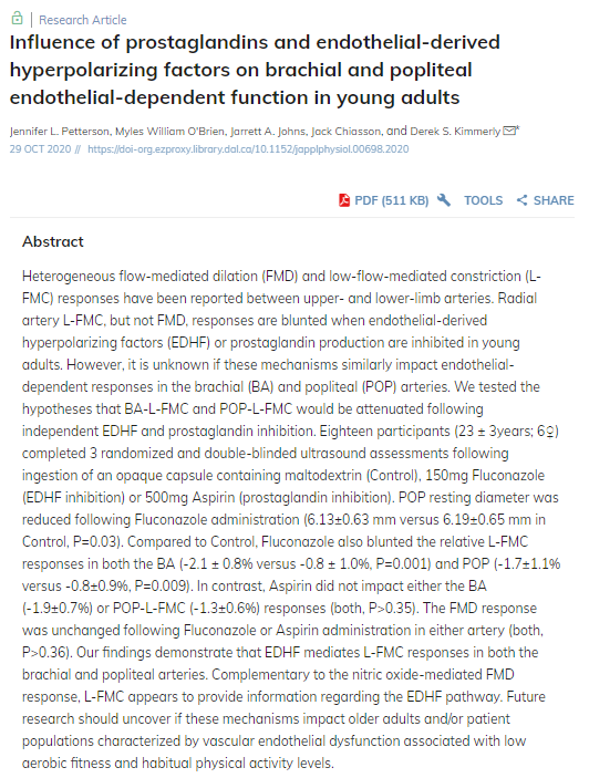 Jen_Petterson's tweet photo. Excited to share my first, first-author publication in @japplphysiol 🥳
We observed decreased L-FMC following EDHF inhibition.
@Myles_OBrien20 @jarrett_johns 
@dalkinesiology https://t.co/Isa58VIL1h