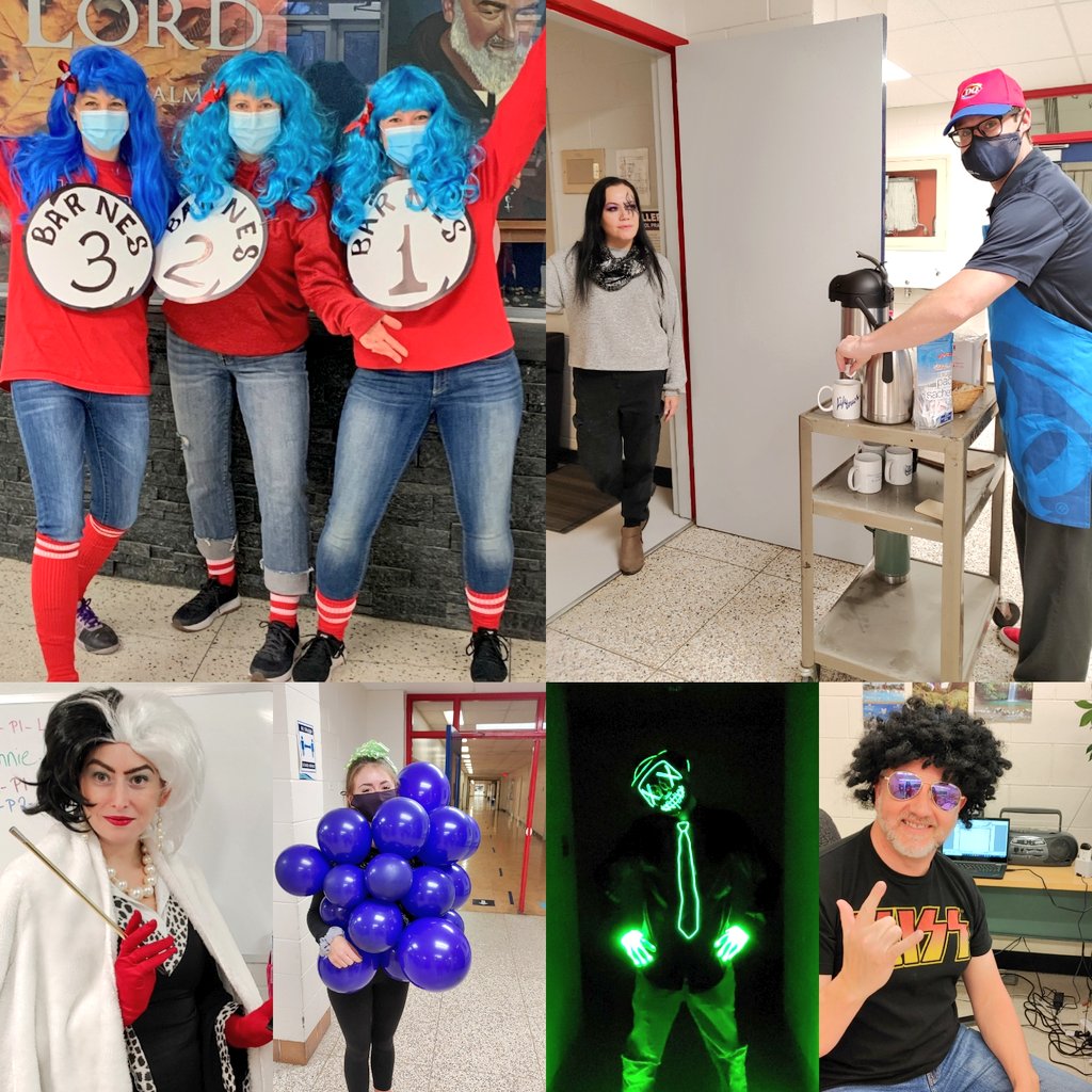 ms_l_barnes's tweet photo. Staff and students getting into the spirit of Halloween @MillerCHS  
Our coffee cart Friday is brought to you by alumni DQ employee @wolfm https://t.co/LeJVQzfagl
