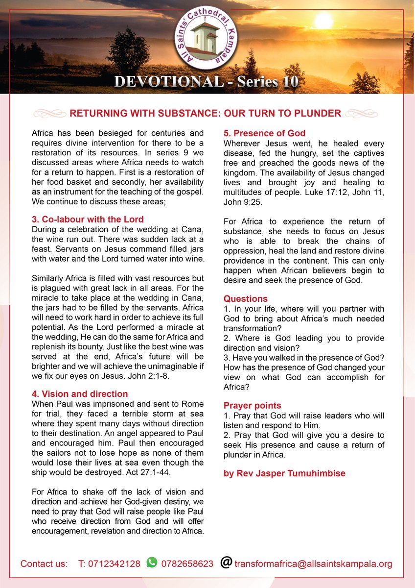 allsaintskla's tweet photo. #ASCKDevotionals #ASCKAfricaTransformationDevotionals 
RETURNING WITH SUBSTANCE: OUR TURN TO PLUNDER
https://t.co/vvcGI3wALa https://t.co/uCc42Mr3Fs