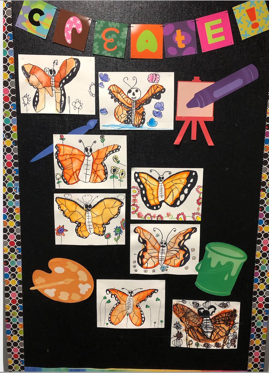 Mrs_Carpenter28's tweet photo. El Dia de los Muertos
#AllinatAustin is ready with our bulletin board and beautiful calavera monarch butterflies made by our amazing 3rd graders in art class with @artsylisatx!  #CISDESLBIL https://t.co/CadAcv76kU