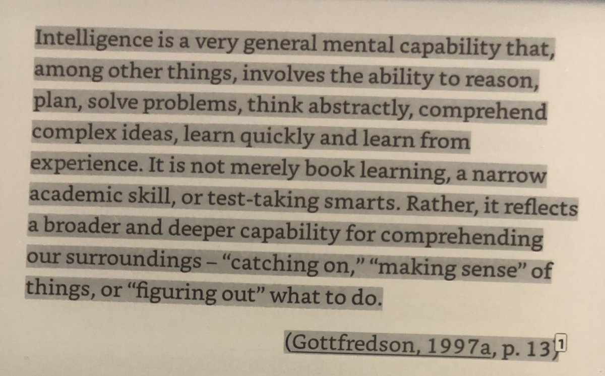 3/ Intelligence is tricky to define, here is Gottfredson giving it a go. #IQ  #IQtest  #intelligence  #books