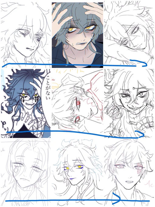 #今月描いた絵を晒そう

パッと描いたのの進化(左上が古い)&amp;ちゃんと完成させたやつ 