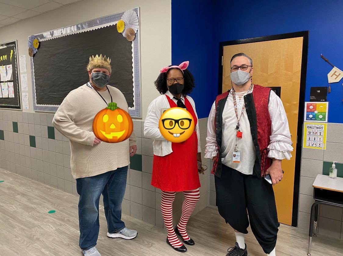 KDavisElem's tweet photo. It is book character day at school (in-person and virtually)!  Our admin are all dressed up and ready for today! Can you guess what book characters they are OR what book the character is from?
What book character are you today? Post pics in comments! https://t.co/mYwNOf2Zo9
