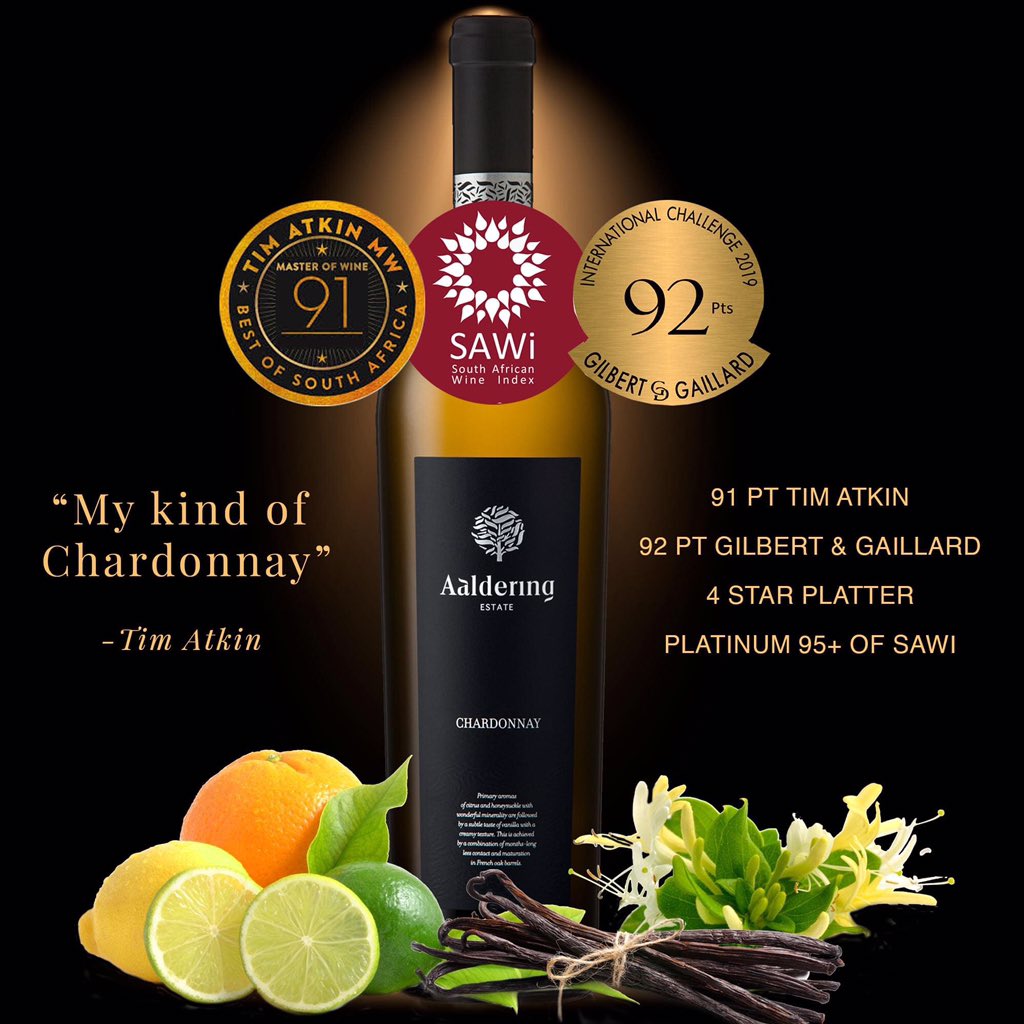 Our 2018 Chardonnay is on a winning streak! With 91pt Tim Atkin, 92pt Gilbert &amp; Gaillard, 4 Star Platter and Platinum 95+ from SAWi, it's no wonder Tim Atkins personally noted; "My kind of Chardonnay..." We are very proud and raise a toast to our Chardonnay! <a href="/timatkin/">Tim Atkin</a> #wosa