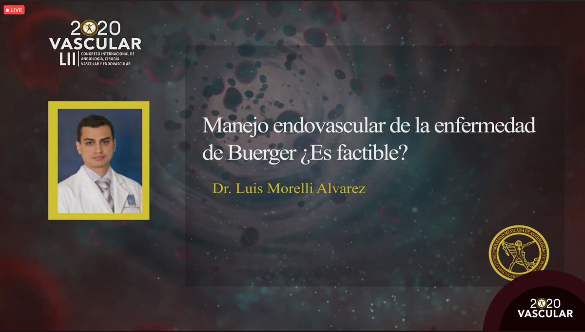 smacve_oficial's tweet photo. 📍LII Congreso Internacional de Angiología, Cirugía Vascular y Endovascular #Merida2020
ENFOQUE BASADO EN LA EVIDENCIA EN SECTOR FEMOROPOPLITEO
“Manejo endovascular de la enfermedad de Buerger ¿Es factible?”
Dr. Luis Morelli
Cirugía Vascular y Endovascular
Costa Rica https://t.co/GgkVplSe8I