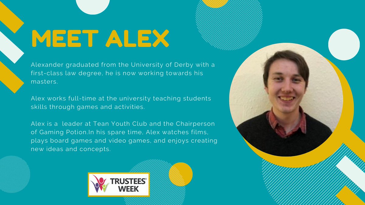 staffscvys's tweet photo. Time to meet another one of our wonderful trustees to celebrate #TrusteesWeek!
This is Alex, one of our newest trustees, though we've known him for much longer through @TeanYouthClub and @GamingPotion18, not forgetting the young leader weekend in 2017!
#TeamSCVYS #ThankYou 🙏 https://t.co/UN0mTTDyCm