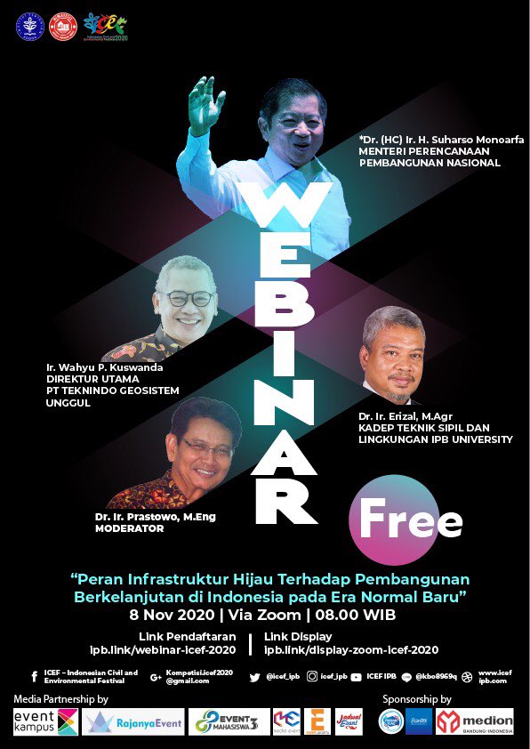 [WEBINAR ICEF 2020]
Webinar ICEF 2020 akan dilaksanakan pada:
Tanggal : 8 November 2020
HTM : FREE
di ipb.link/webinar-icef-2…

Ig : icef_ipb
#ICEF2020 #SILIPB #Civil #Environmental #Engineering #AcaraIPB #LombaSipil #InfoLomba # LombaMahasiswa #TeknikSipil #TeknikLingkungan