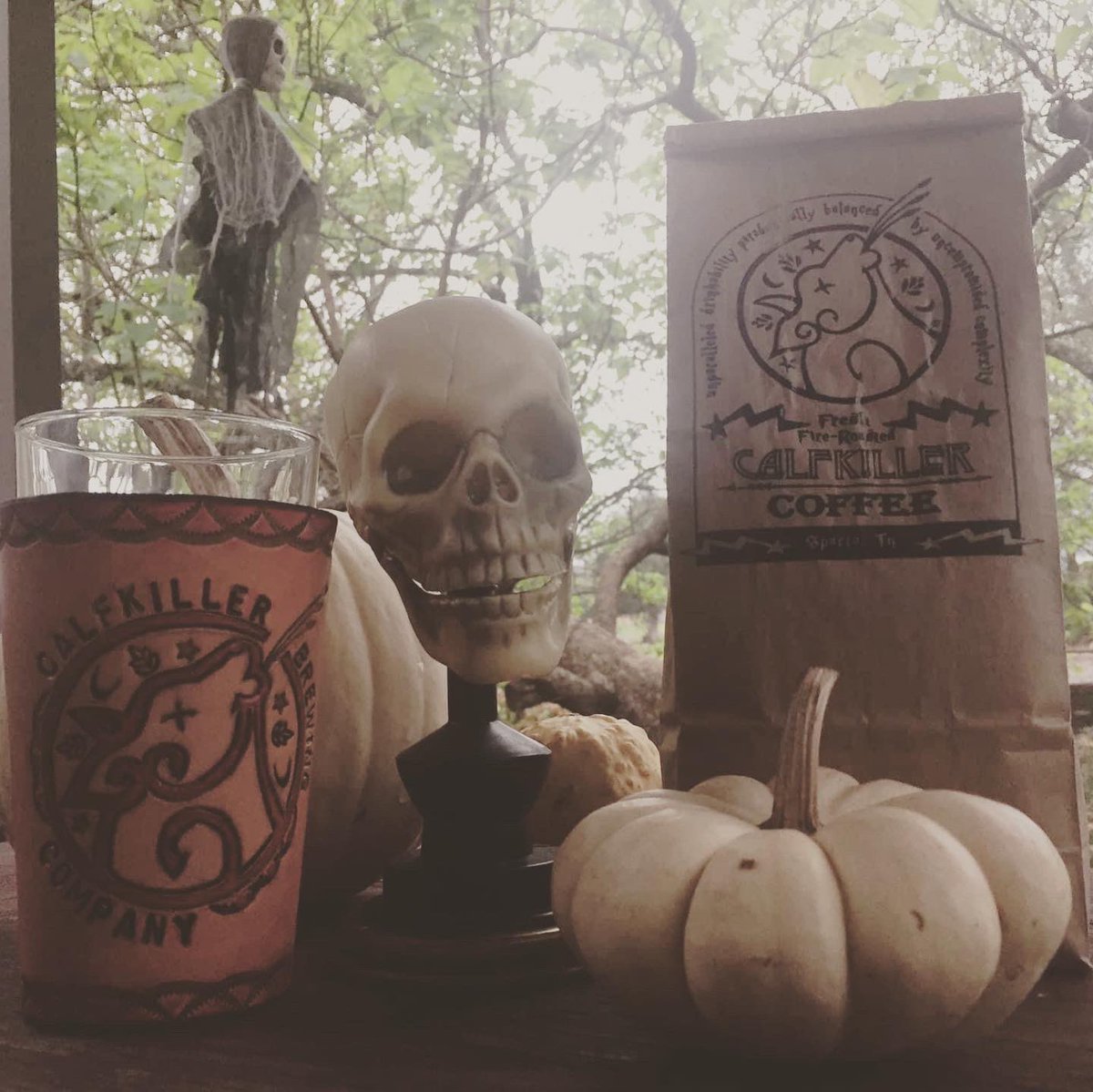 It’s a chilly morning! 🥶 But we have freshly roasted Calfkiller coffee to warm you up! ☕️. Be sure to stop by tomorrow for some Smoking Paws BBQ! Costumes are encouraged! 👻