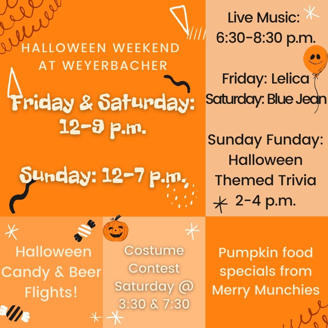 Join us for Halloween Weekend at the Taproom at Weyerbacher! 

We've got a scary good time planned up for you!