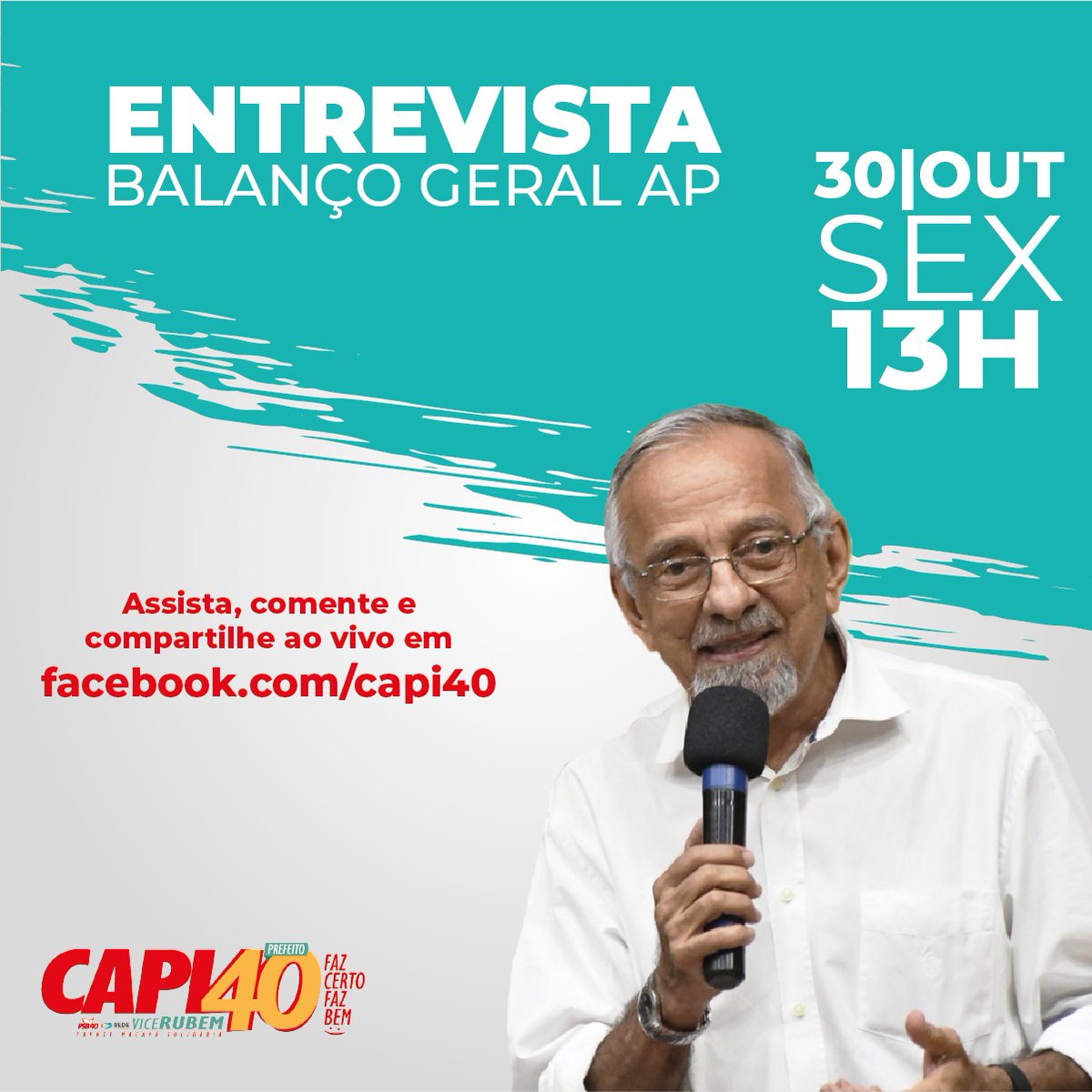 Camilo_Capi's tweet photo. #SeLiga!
Daqui a pouco tem entrevista do #Capi40 no programa @Balanço Geral AP. 
Começa às 13h!
Fique de olho e acompanhe as propostas do #Capi40 para transformar #Macapá.
#CapiPrefeito
#capierubem
#capifazcerto
#capifazbem https://t.co/BFxXlqKuGd