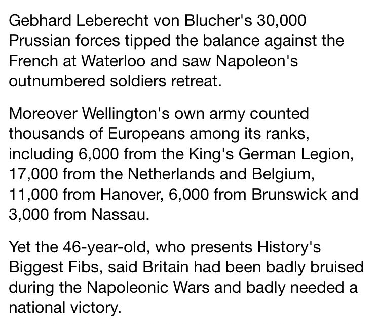 Then onto this tired old nugget. First, national identify is a perilous argument here. Ethnic Germans dominated, sure, but 11K Hanoverians & 6K KGL had as their elector, the King of Great Britain. The Dutch and Brunswick contingents were mostly equipped with British equipment.