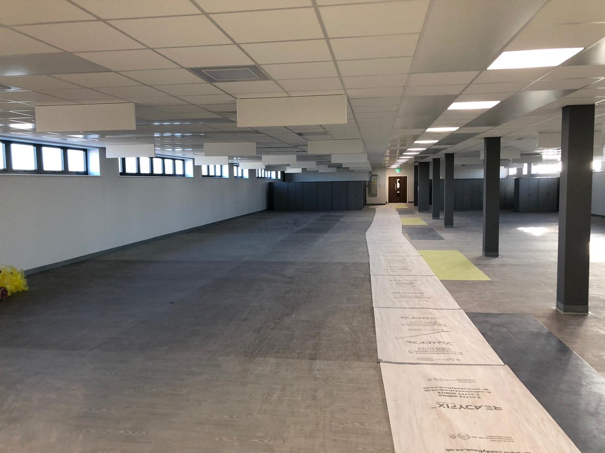 Specialist baffles are being installed on a project in Manchester and are looking great! #construction #suspendedceilings