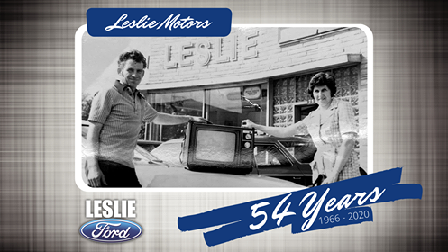 LeslieMotors's tweet photo. Today we celebrate 54 Years in Business! A look back to 1977, where we gave away 10 TV's. Pictured here is Ron Leslie with Mrs. Almond, one of the winners. #54YearsYoung #WouldntBeHereWithoutYou #LeslieMotors #Ford https://t.co/JJDYa7y6Sn