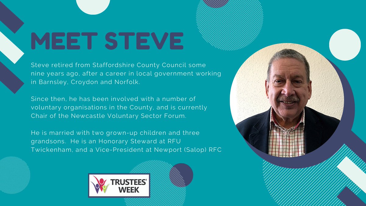 staffscvys's tweet photo. There's still more of our Trustees we want you to meet this #TrusteesWeek
Steve brings a wealth of experience to our board from his background in local authority.
#FunFact: He is also a volunteer Honorary Steward at Twickenham, home of @EnglandRugby 🏉
#TeamSCVYS #ThankYou https://t.co/AojnMilFrC