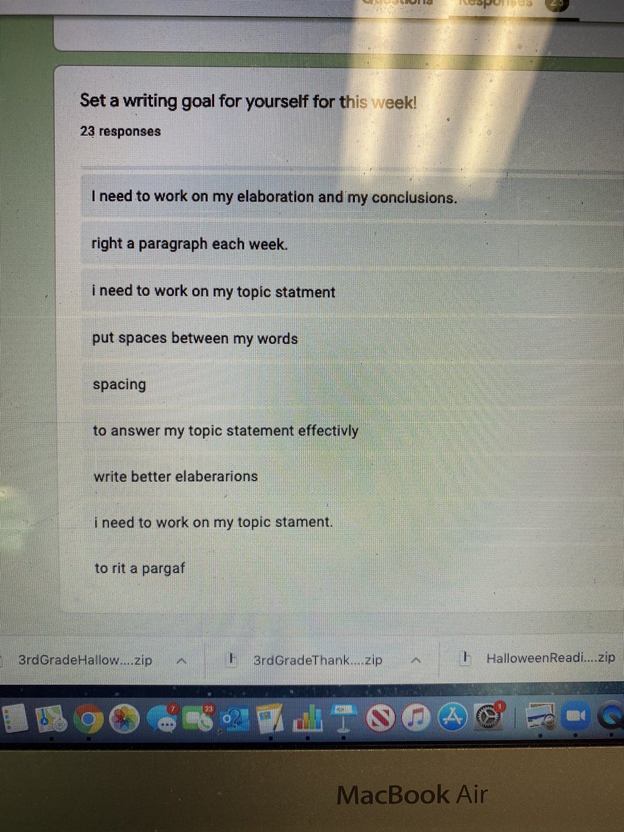 teach_with_bono's tweet photo. When your research is about how goal setting improves student proficiency in writing and they learn to set their OWN goals without assistance...BIG WIN!!! So proud they understand what they need to do to improve! #bonobrigade #actionresearch #stagetoengage https://t.co/0REClfVLRD