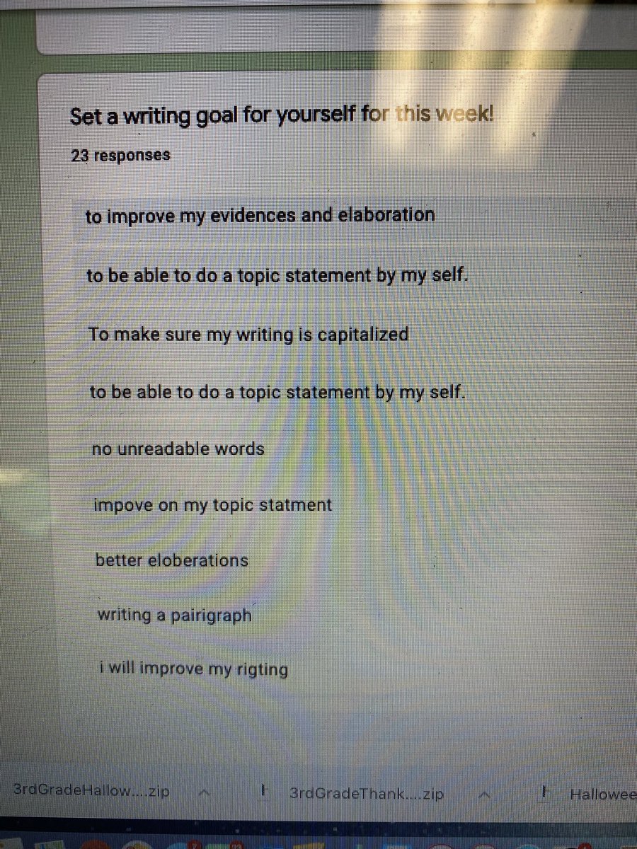 teach_with_bono's tweet photo. When your research is about how goal setting improves student proficiency in writing and they learn to set their OWN goals without assistance...BIG WIN!!! So proud they understand what they need to do to improve! #bonobrigade #actionresearch #stagetoengage https://t.co/0REClfVLRD