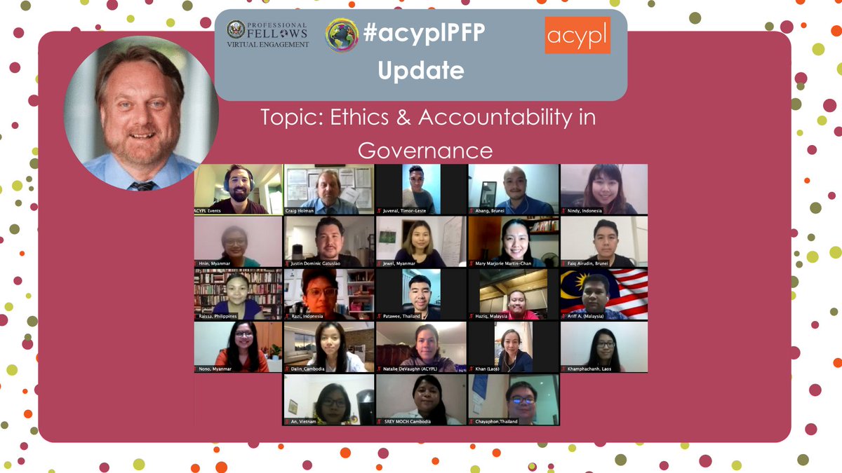 Today, our #acyplpfp fellows met with <a href="/CBHolman/">Craig Holman</a> from Public Citizen and discussed his work promoting accountability as a government affairs lobbyist &amp; the work he did on the 2007 Honest Leadership &amp; Open Government Act. Thank you Craig for sharing your expertise with our Fellows!