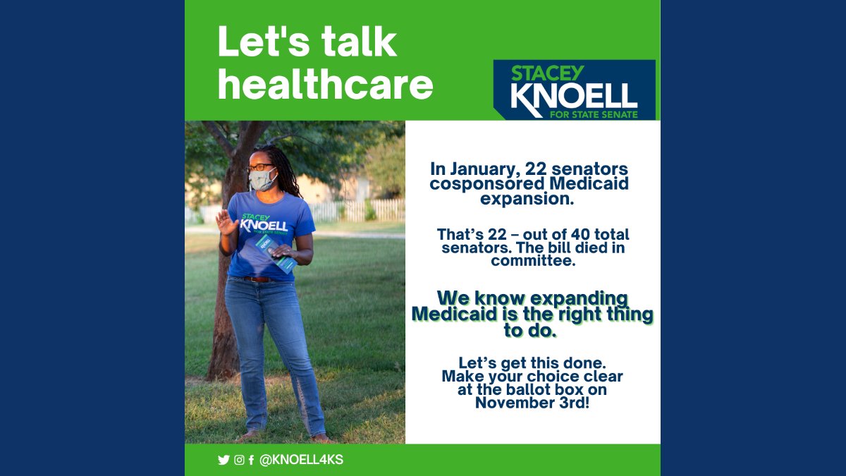 Health care is on the ballot this year at every level of government. Here in Kansas, we need to expand Medicaid to at least 150,000 working men and women who currently fall in the coverage gap.