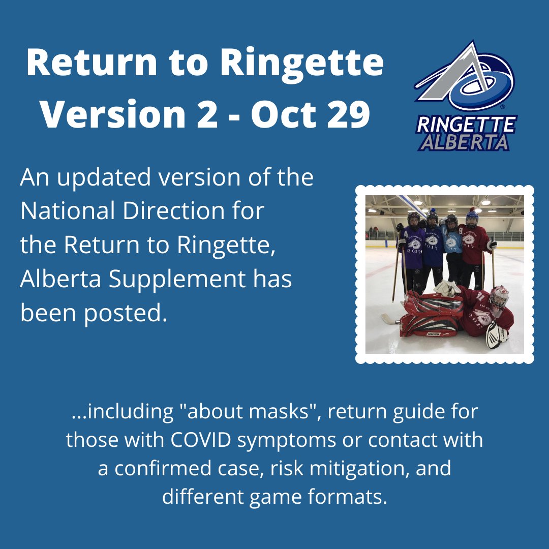ringettealberta's tweet photo. Important Update to Return to Ringette Requirements; we ask that all ringette participants and stakeholders read this important update carefully. 
https://t.co/p6NaBoIyqo https://t.co/UVFjY5C3jZ