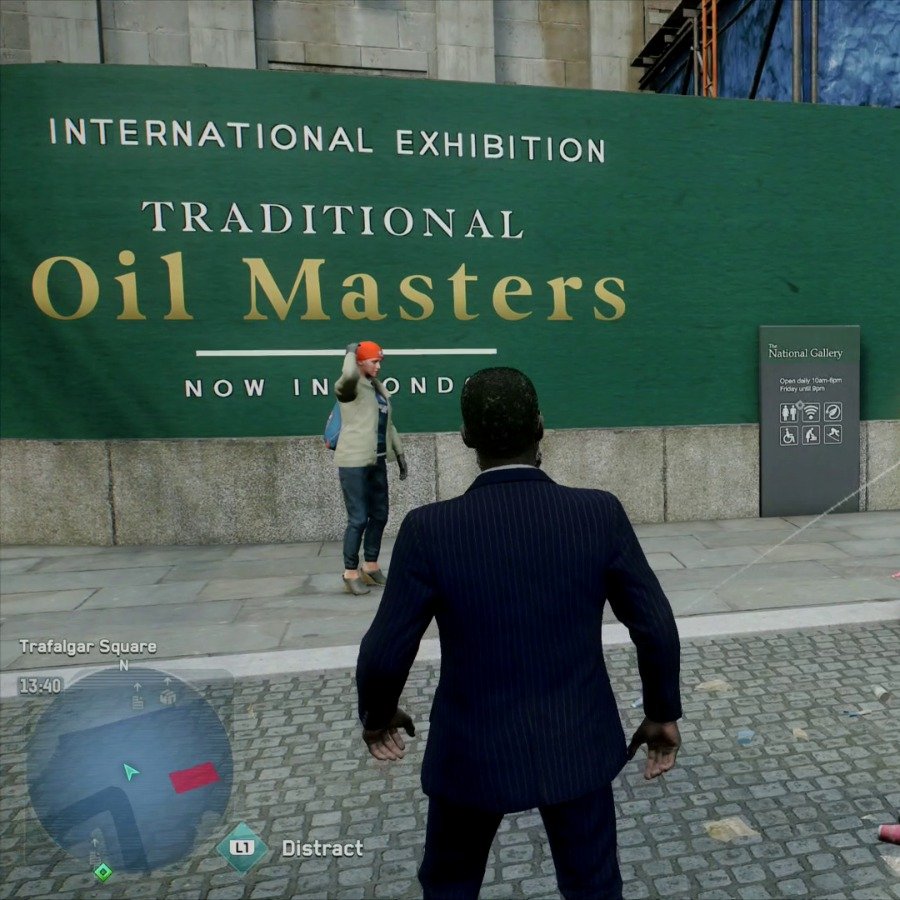 First up is the  @NationalGallery, showing "Traditional Oil Masters". Looking generically run-down, advertising some well-dodgy drone tech. I mean - been done to death, but considered appropriate by the right-wing paramilitary overlords of the game, Albion. Three stars.