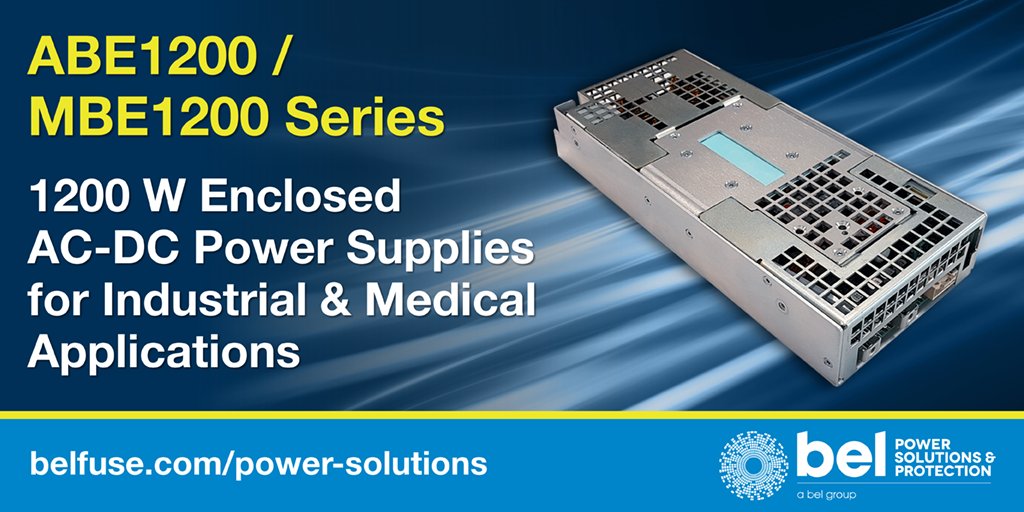 BelPwrSolutions's tweet image. #BelPowerSolutions announces 1200 W ABE1200 Series (#industrial) &amp;amp; MBE1200 Series (#medical) enclosed AC-DC #powersupplies. Avail. in a couple of single output voltages &amp;amp; may be connected in parallel for redundancy and/or higher power #BelFuse Learn More: bit.ly/3jHIFbU