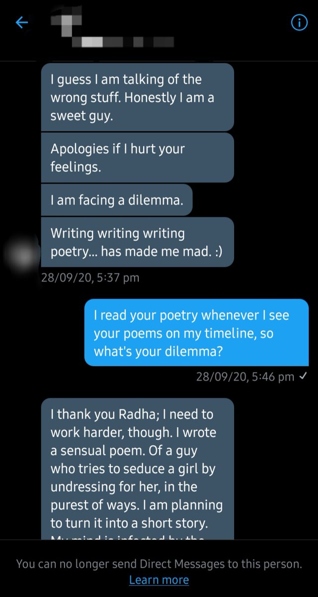 This is the kind of shit a married GP tutor and esteemed writer/poet (residing in Quatre Bornes, Mauritius) sends to random girls on the internet. Who knows what he's feeding to his students during his tuition lessons.  https://twitter.com/doeiradar/status/1320991854196789249