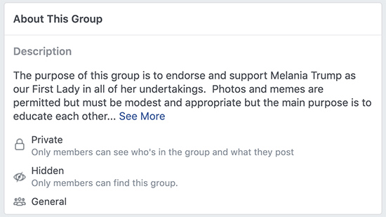 We were unable to confirm if the "Pennsylvania for Trump" Facebook Group (now called "Support Melania Trump") is still active. An admin set the group’s visibility to Hidden, meaning only its members can see it. Facebook provided no answers here.  https://www.snopes.com/news/2020/10/26/pennsylvania-trump-facebook-group/?utm_source=thread&utm_medium=social&utm_campaign=ggthread