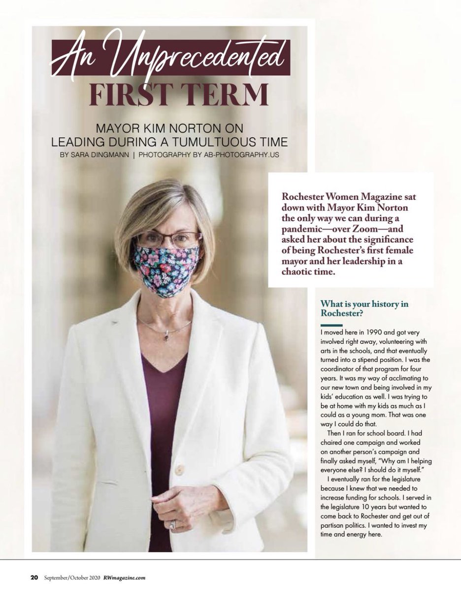 Looking back at Sep/Oct 2020 <a href="/rochesterwomen/">RW Magazine</a> issue featuring @MNs_Rochester mayor @MayorNorton that I’ve been honored to take photos of! #RochMN