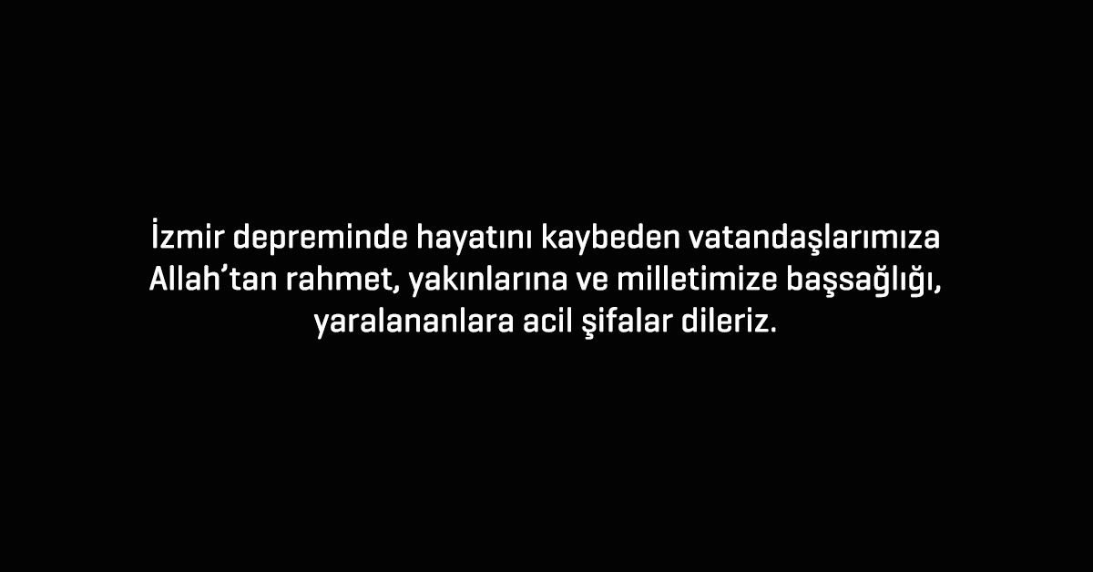 Ege'de meydana gelen depremde hayatını kaybeden vatandaşlarımıza allahtan rahmet yaralı vatandaşlarımıza acil şifalar dileriz. Geçmiş olsun Ege. #deprem #izmir #EgeDenizi #GecmisOlsunİzmir #izmirdeprem