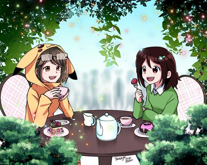 Day 30: Tea-party
Featuring my friend, @uruchanOFR who is going to be taking a well deserved break from her webtoon, unOrdinary! ^^ 
#inktober2020day30 