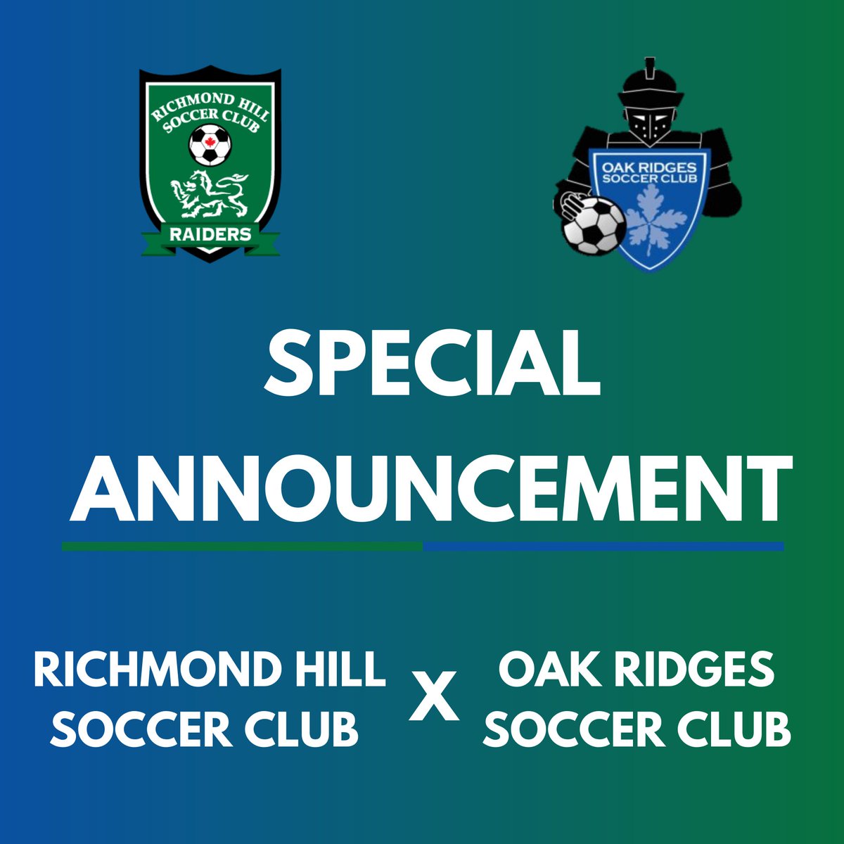 Richmond Hill Soccer (@rhsoccerclub) on Twitter photo ANNOUNCEMENT TIME! 📢 RHSC and ORSC are excited to announce that we are merging our organizations and becoming one entity! 🎉 We look forward to everyone coming together and being a part of this new and exciting chapter!! Read our press release here: richmondhillsoccer.com/Default.asp?id…💚💙 ANNOUNCEMENT TIME! 📢 RHSC and ORSC are excited to announce that we are merging our organizations and becoming one entity! 🎉 We look forward to everyone coming together and being a part of this new and exciting chapter!! Read our press release here: richmondhillsoccer.com/Default.asp?id…💚💙