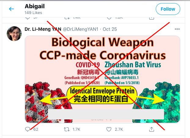 This seems more important now because if u remember Dr. Li-Meng Yan appeared on the scene almost out of nowhere this summer & was soon on  #FoxNews & all the pro-Trump media channels pushing the debunked conspiracy theory that  #coronavirus was created as a bioweapon by the Chinese