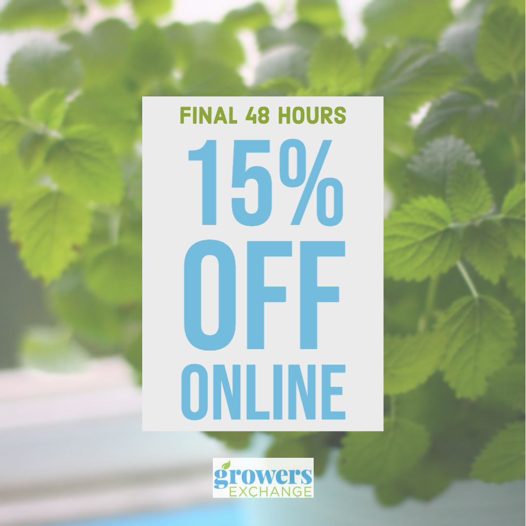 GrowHere's tweet photo. These are the final 48 hours of our shipping season and our Fall Closeout Sale. Shop now and save 15% off your entire order! Fill your cart before these herbs are gone and we make room for the spring inventory! Browse our website while supplies last! https://t.co/THB9DC5Aen https://t.co/0Qia3lppgf