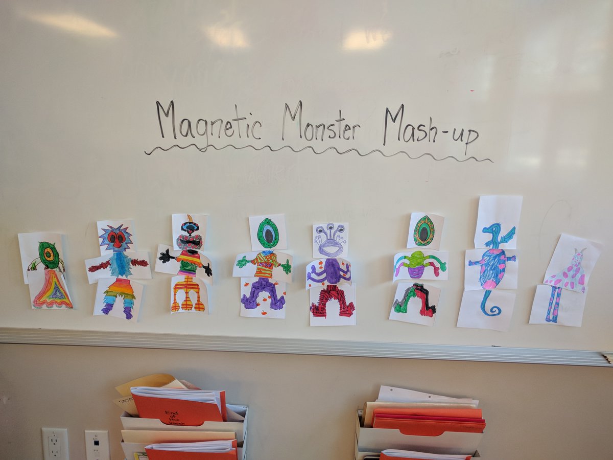 Lerbekmo2's tweet photo. To wrap up our unit on magnets, we made our own toy, The Magnetic Monster Mash-up! Each day until Halloween, we took turns switching out different monster body parts. #eipsteaches #whfelementary https://t.co/cMGRcBKPcY