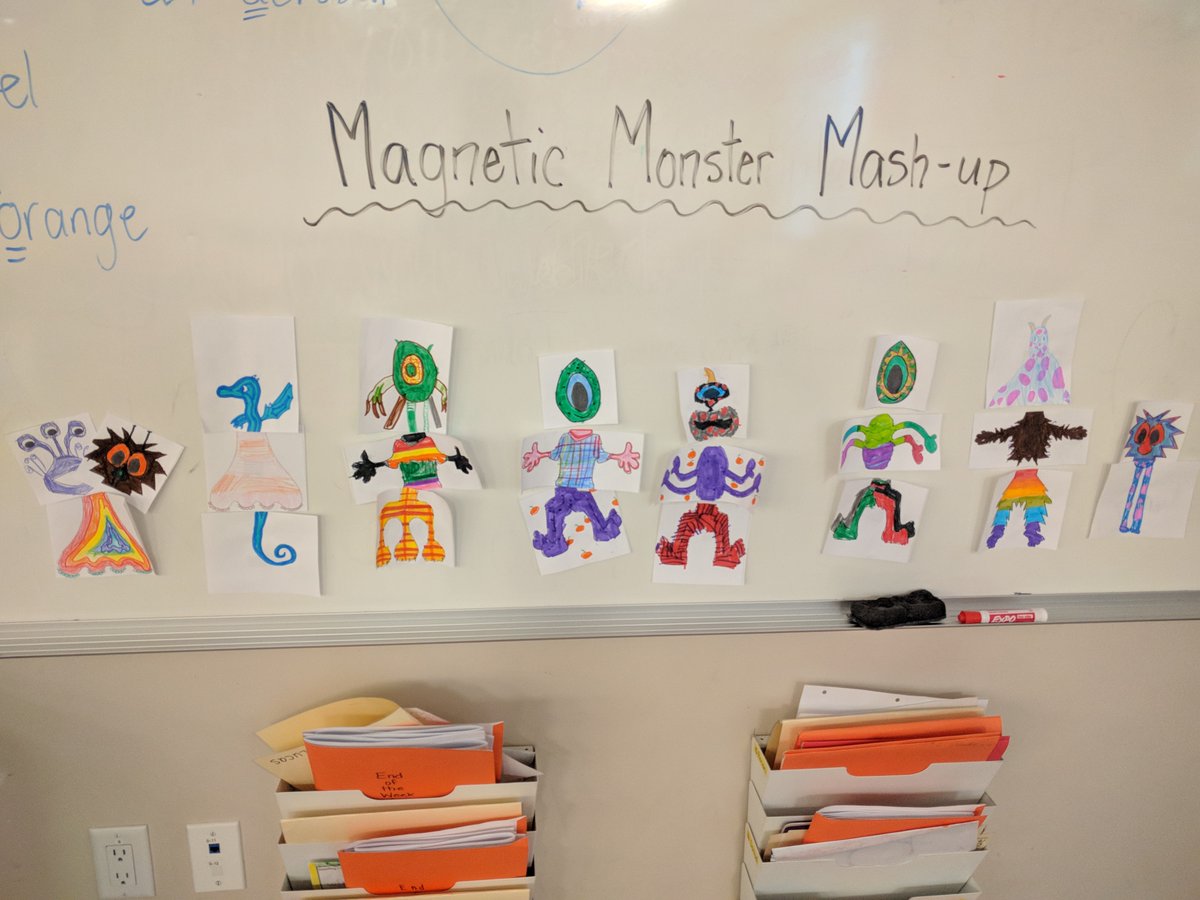 Lerbekmo2's tweet photo. To wrap up our unit on magnets, we made our own toy, The Magnetic Monster Mash-up! Each day until Halloween, we took turns switching out different monster body parts. #eipsteaches #whfelementary https://t.co/cMGRcBKPcY