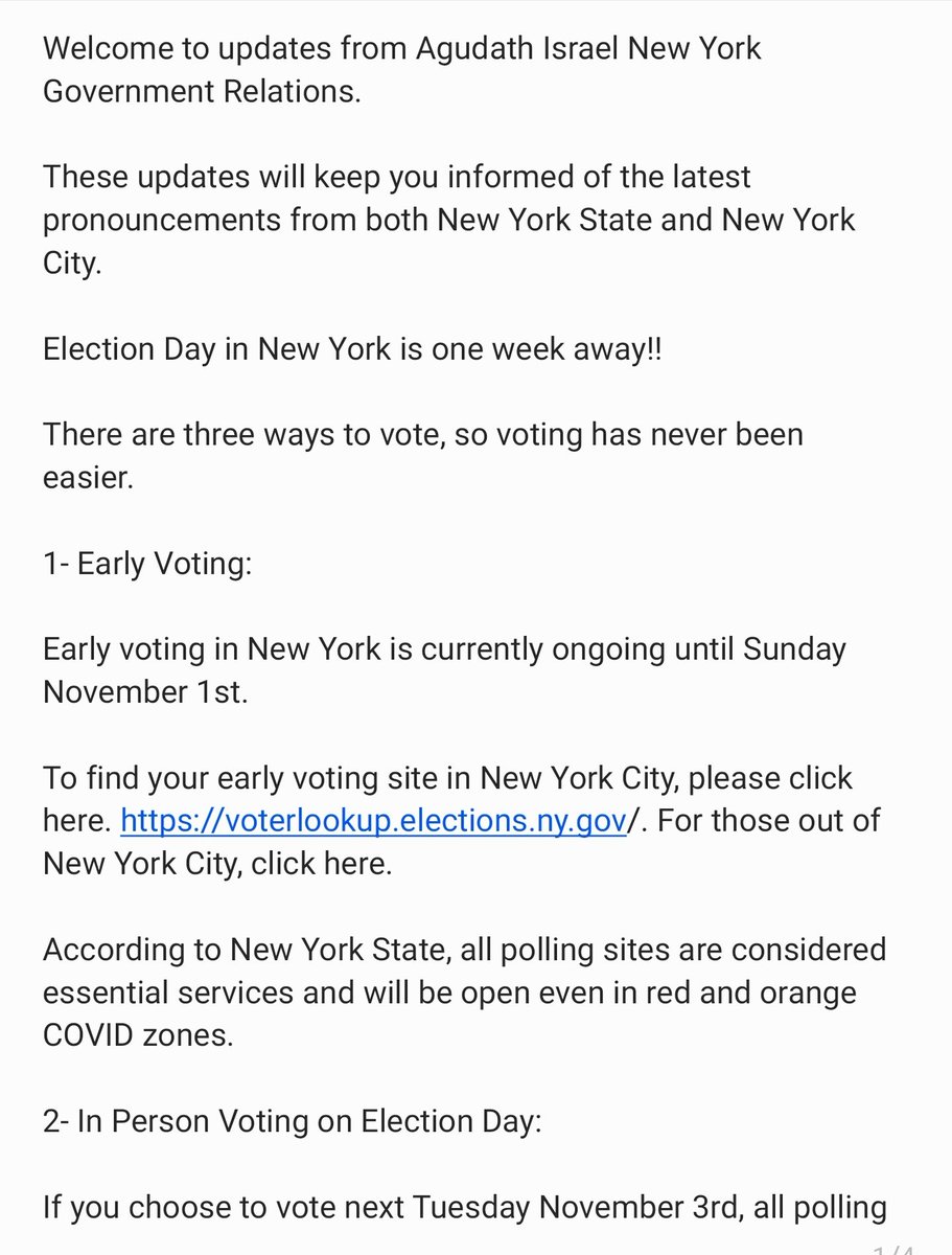 OJCRRT's tweet photo. Statement and guidance from @AgudahNews regarding the current elections.

It is crucial for every eligible citizen to participate and go out and vote.

This will ultimately benefit the entire community at large. https://t.co/8Czc786za9