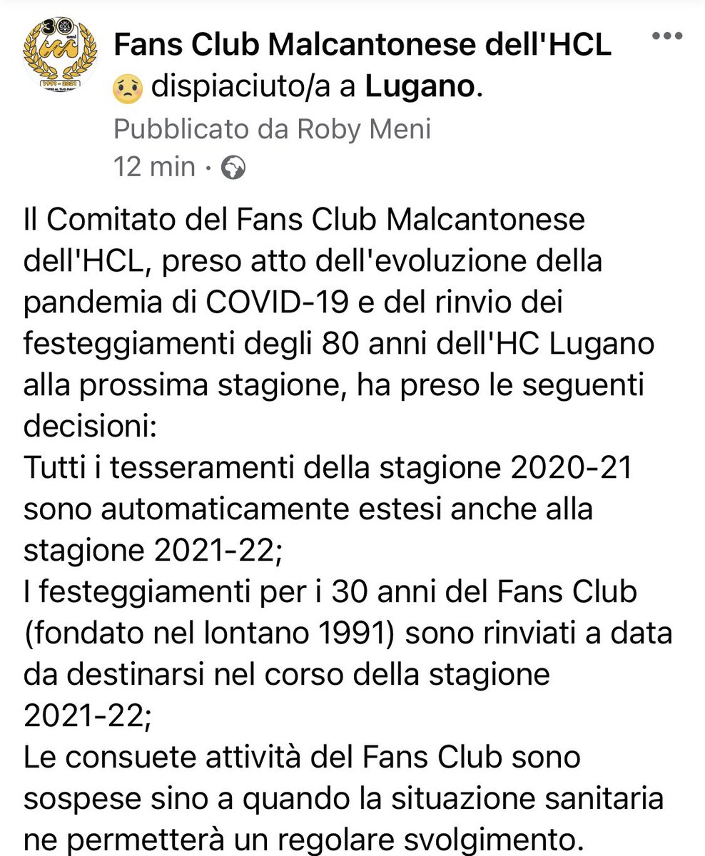 FanClubMalcaHCL's tweet photo. Purtroppo con la situazione COVID dobbiamo rimandare ogni evento 😒 @OfficialHCL https://t.co/bwjv0qy5fw