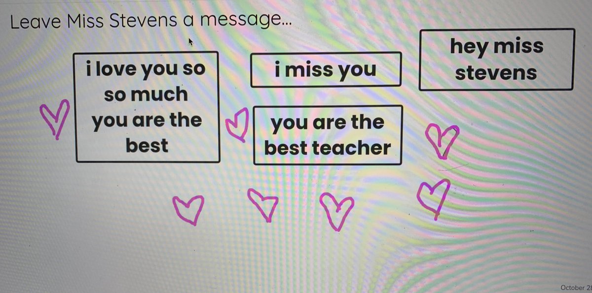 MissStevens20's tweet photo. On Flex Wednesday’s I let my students leave me messages and this week they did not disappoint! ❤️ https://t.co/4BqbOyTGsz