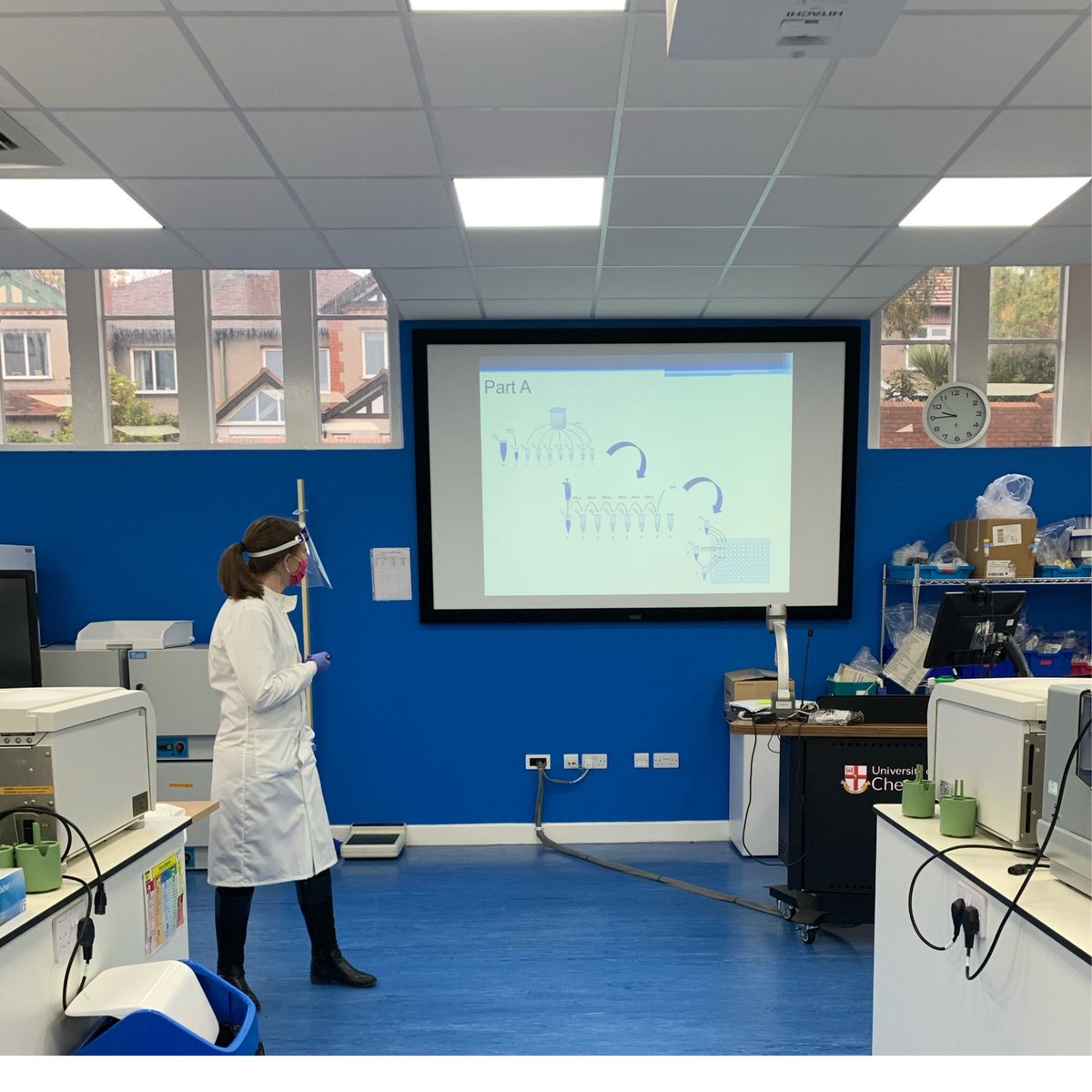 M_Cordingley's tweet photo. Introducing the new look for leading a practical session during a pandemic! Day 2 in the labs with a different set of #MD4010 students
#ChesterBlend @UoCMedSchool @uochester https://t.co/V2rJ1IvwNA
